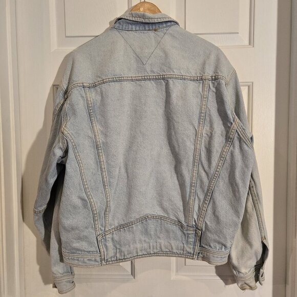 Vintage Tommy Hilfiger Jean Jacket Denim Trucker 90s Distressed Faded Mens Med.. - Picture 7 of 16
